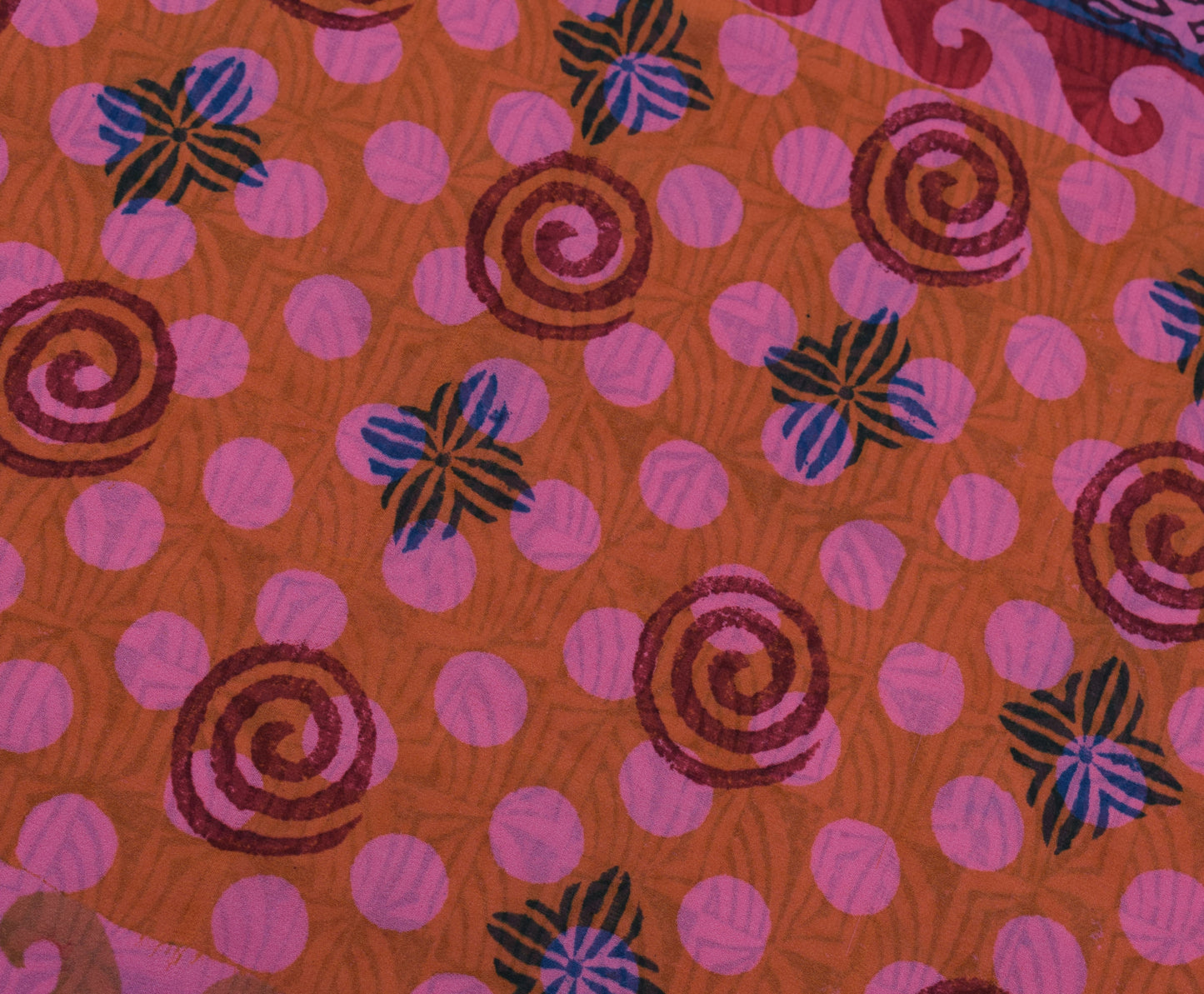Sushila Vintage Pink Saree 100% Pure Georgette Silk Printed Floral Craft Fabric