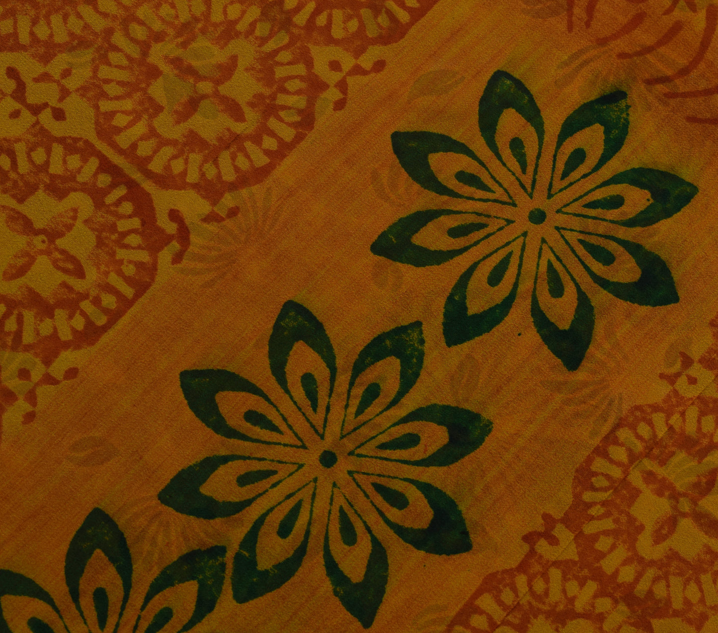 Sushila Vintage Mustard Saree 100% Pure Georgette Silk Printed Floral Fabric