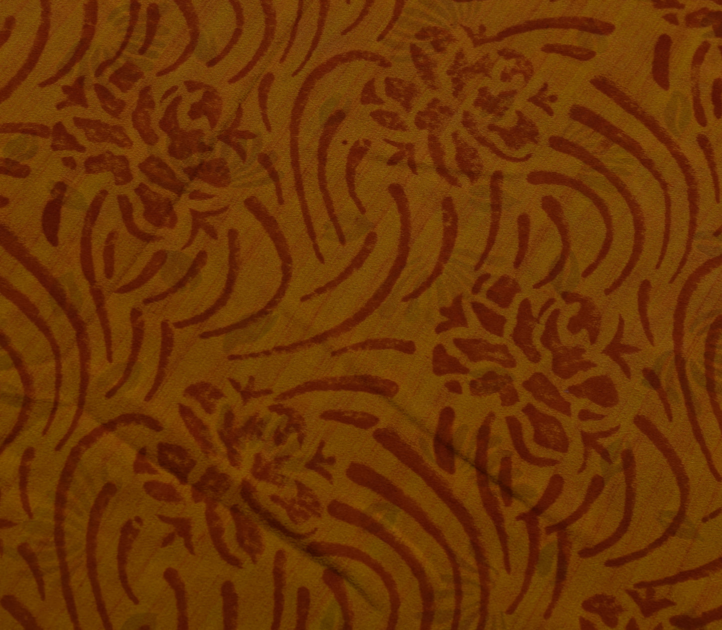 Sushila Vintage Mustard Saree 100% Pure Georgette Silk Printed Floral Fabric