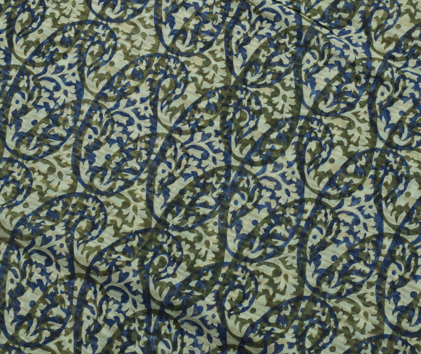 Sushila Vintage Saree 100% Pure Georgette Silk Printed Paisley 5YD Craft Fabric