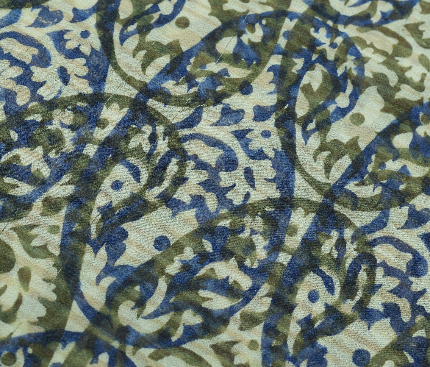 Sushila Vintage Saree 100% Pure Georgette Silk Printed Paisley 5YD Craft Fabric