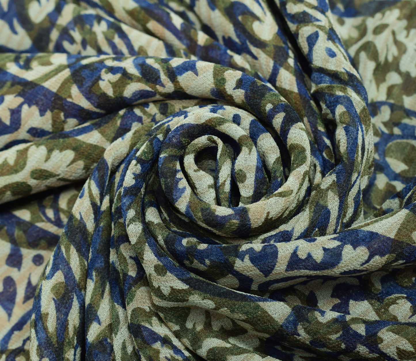 Sushila Vintage Saree 100% Pure Georgette Silk Printed Paisley 5YD Craft Fabric