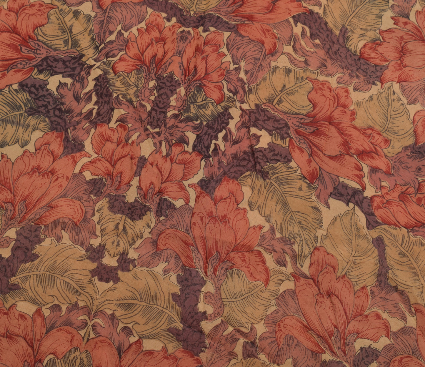 Sushila Vintage Saree 100% Pure Georgette Silk Printed Floral Craft Fabric
