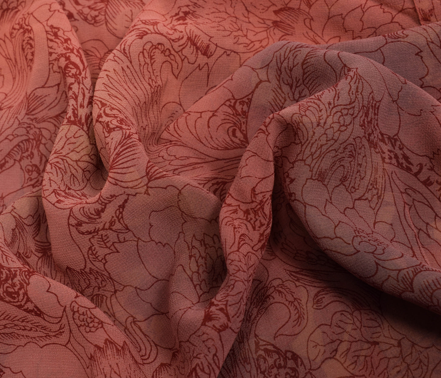 Sushila Vintage Saree 100% Pure Georgette Silk Printed Floral Craft Fabric