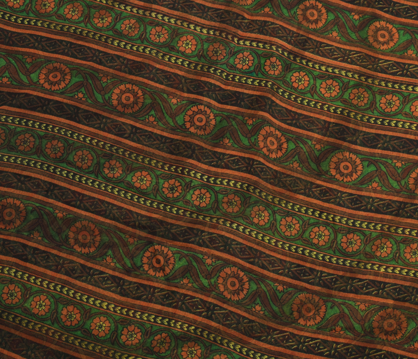 Sushila Vintage Dark Brown Saree 100% Pure Georgette Silk Printed Paisley Fabric