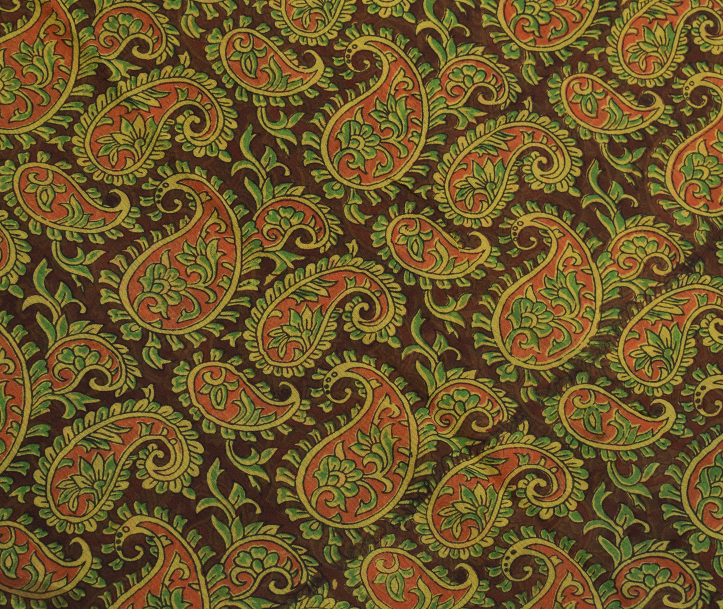 Sushila Vintage Dark Brown Saree 100% Pure Georgette Silk Printed Paisley Fabric