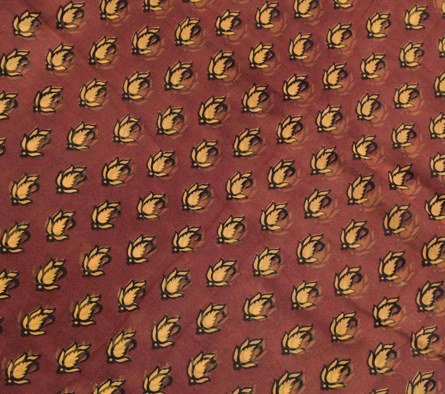 Sushila Vintage Saree 100% Pure Georgette Silk Printed Paisley 5 YD Craft Fabric