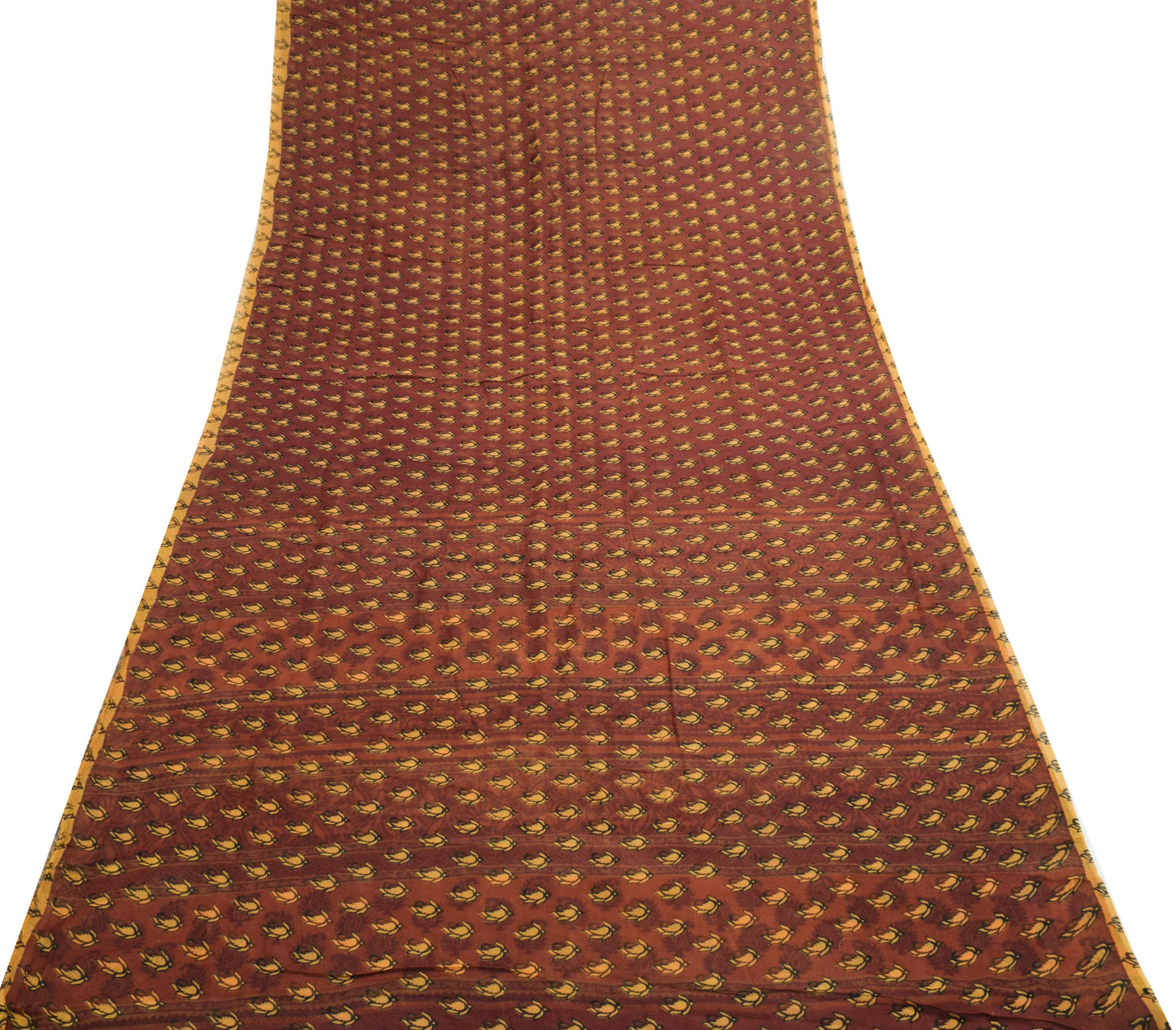 Sushila Vintage Saree 100% Pure Georgette Silk Printed Paisley 5 YD Craft Fabric