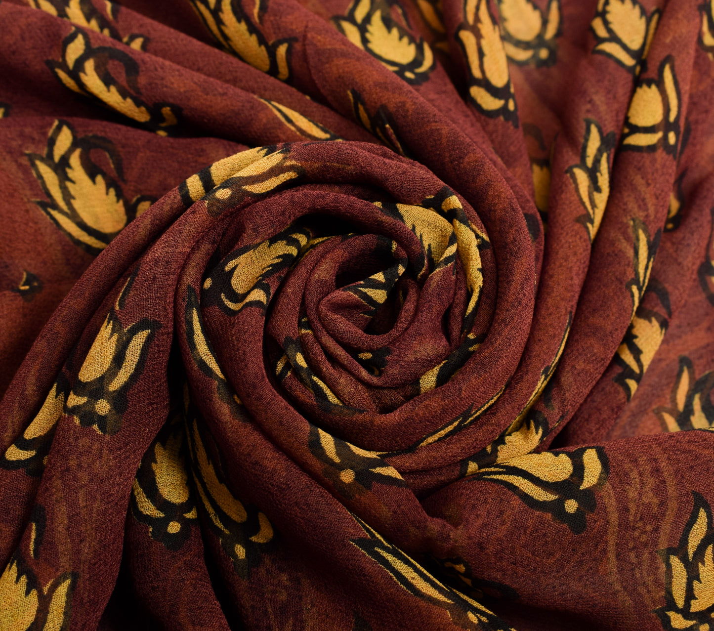 Sushila Vintage Saree 100% Pure Georgette Silk Printed Paisley 5 YD Craft Fabric