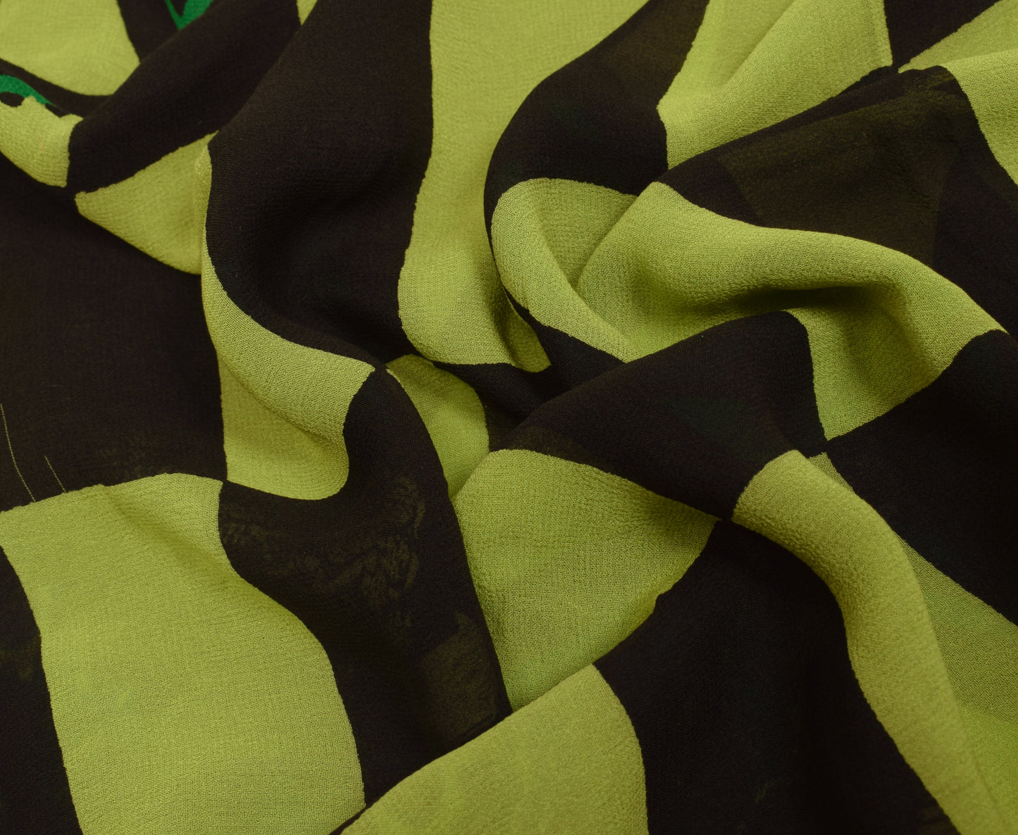 Sushila Vintage Black Saree 100% Pure Georgette Silk Printed Check Craft Fabric