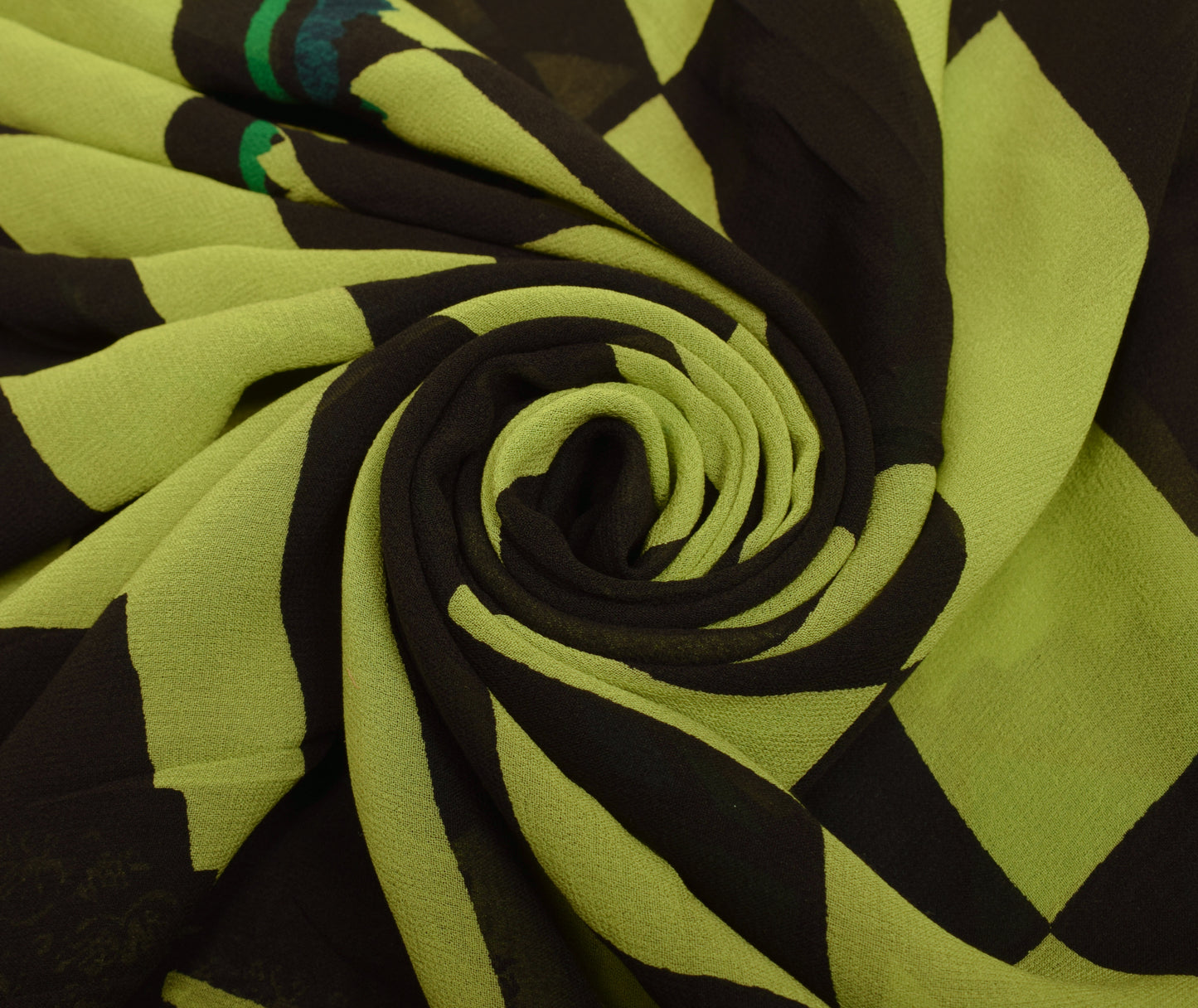 Sushila Vintage Black Saree 100% Pure Georgette Silk Printed Check Craft Fabric