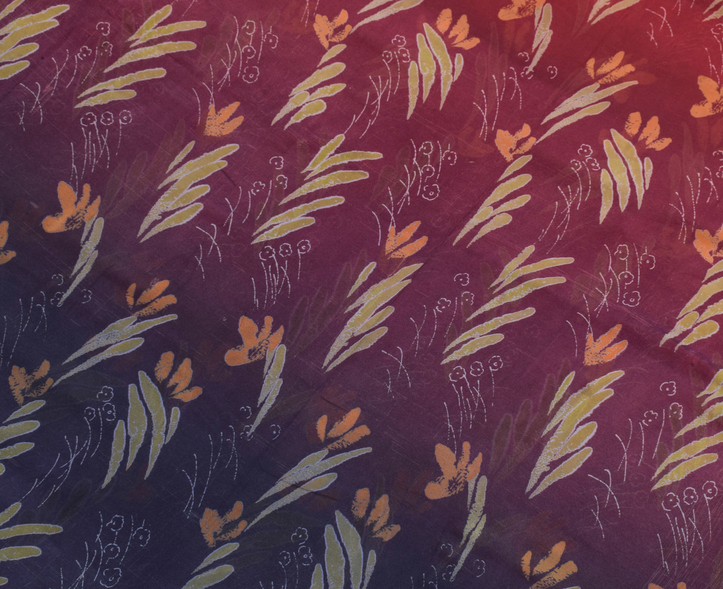 Sushila Vintage Blue Saree 100% Pure Georgette Silk Printed Floral Craft Fabric