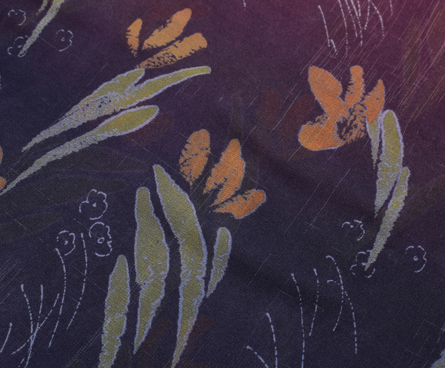 Sushila Vintage Blue Saree 100% Pure Georgette Silk Printed Floral Craft Fabric