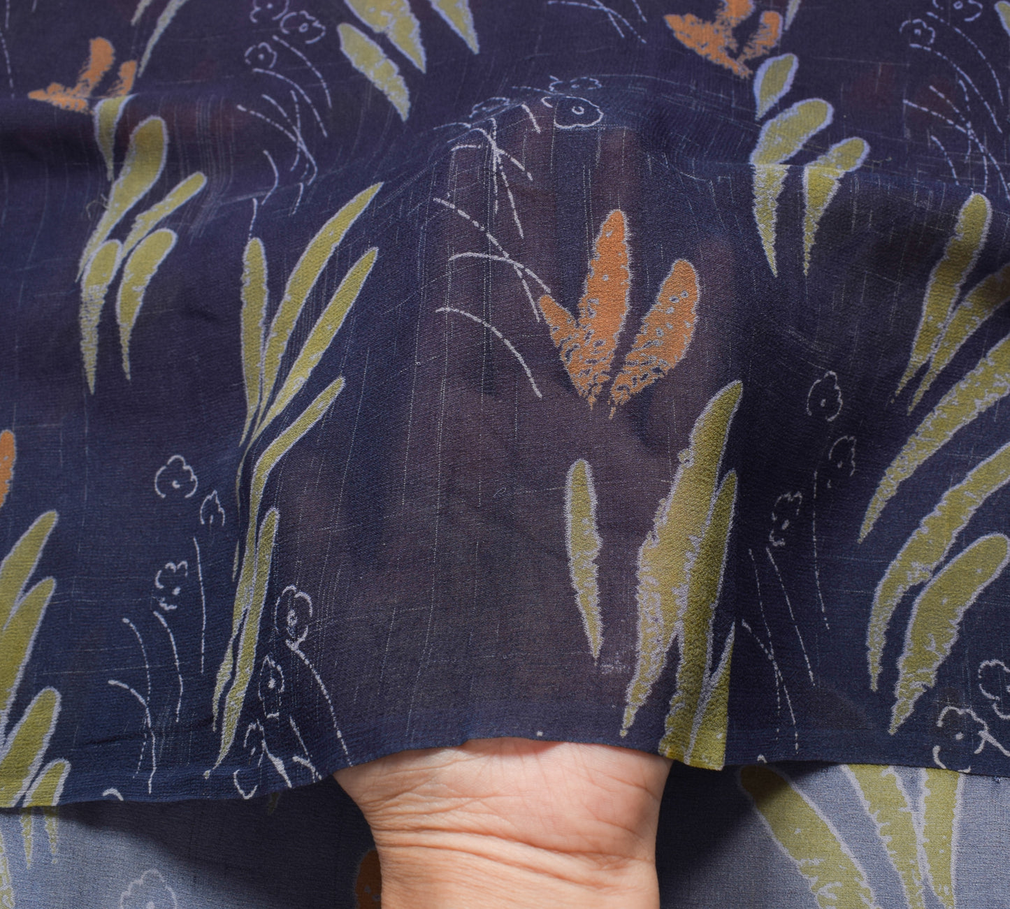 Sushila Vintage Blue Saree 100% Pure Georgette Silk Printed Floral Craft Fabric