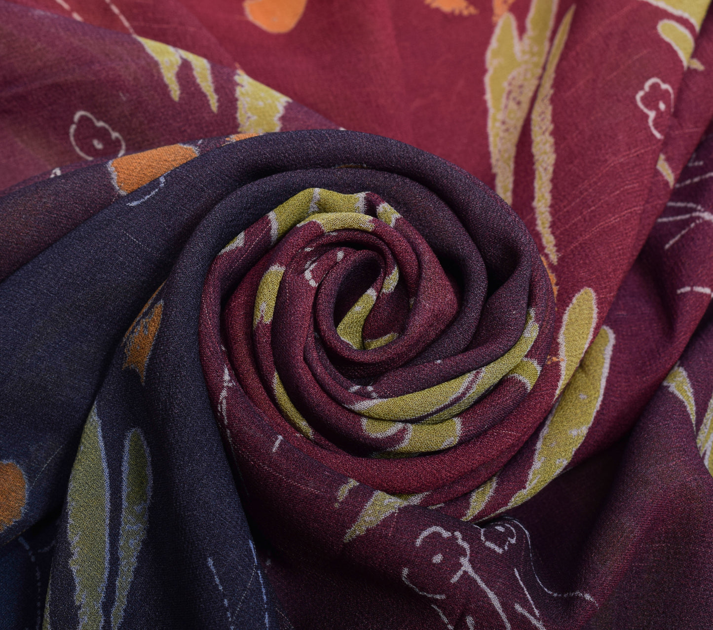 Sushila Vintage Blue Saree 100% Pure Georgette Silk Printed Floral Craft Fabric