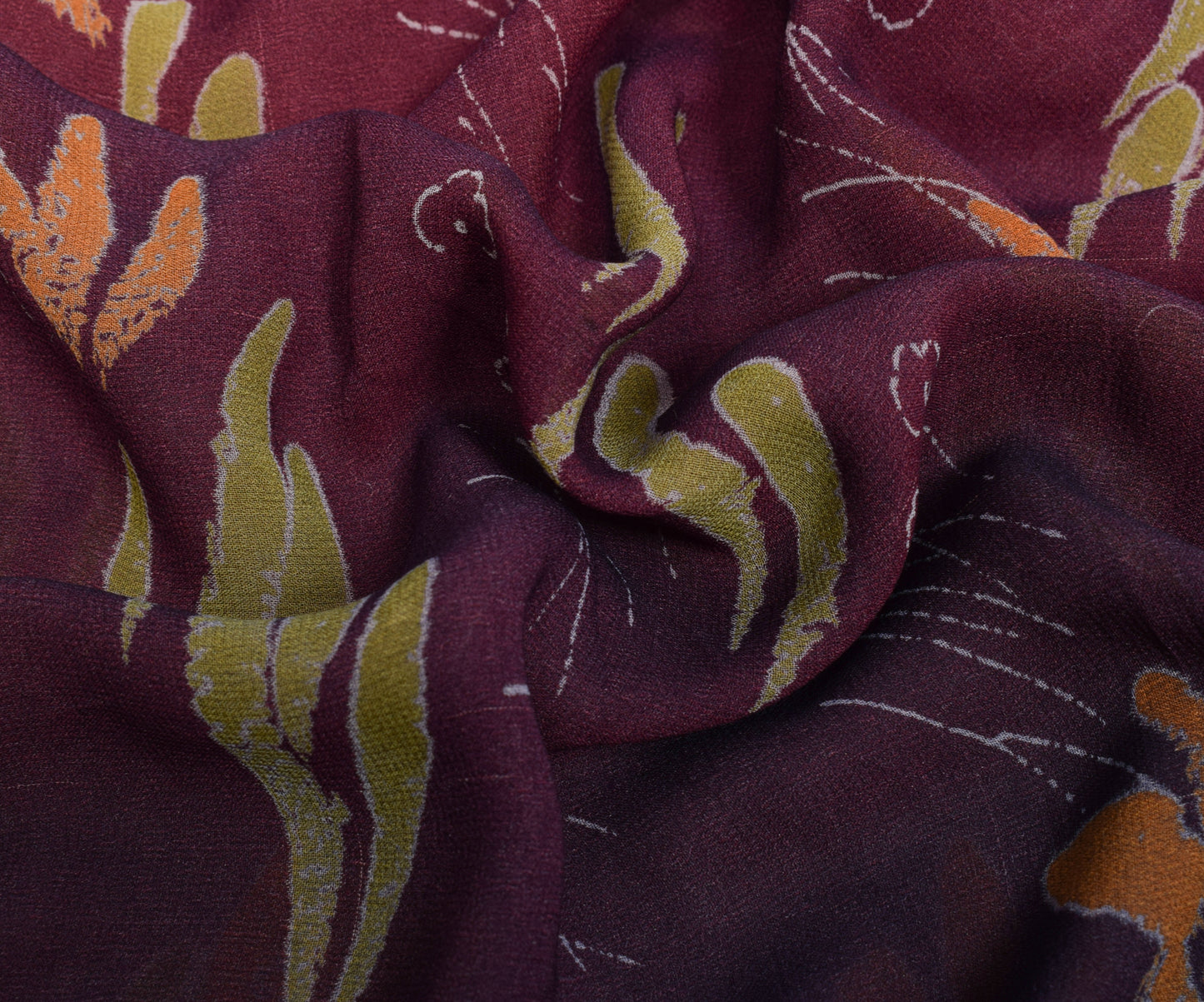 Sushila Vintage Blue Saree 100% Pure Georgette Silk Printed Floral Craft Fabric