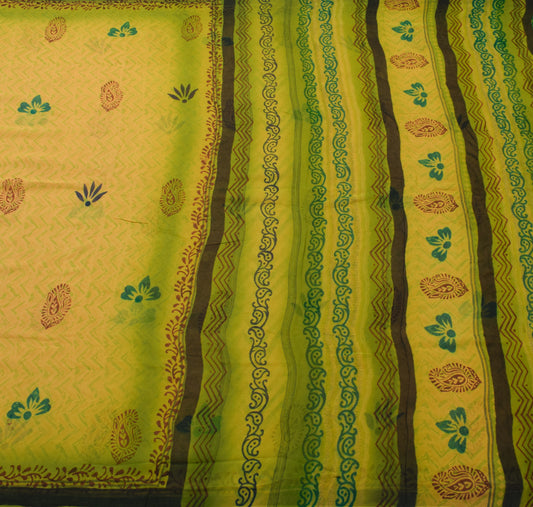 Sushila Vintage Saree 100% Pure Georgette Silk Printed Paisley Craft Fabric