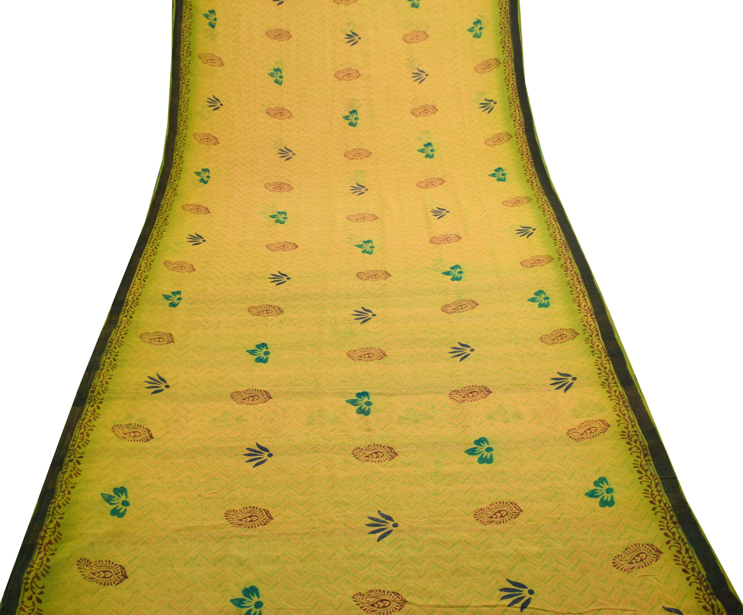 Sushila Vintage Saree 100% Pure Georgette Silk Printed Paisley Craft Fabric
