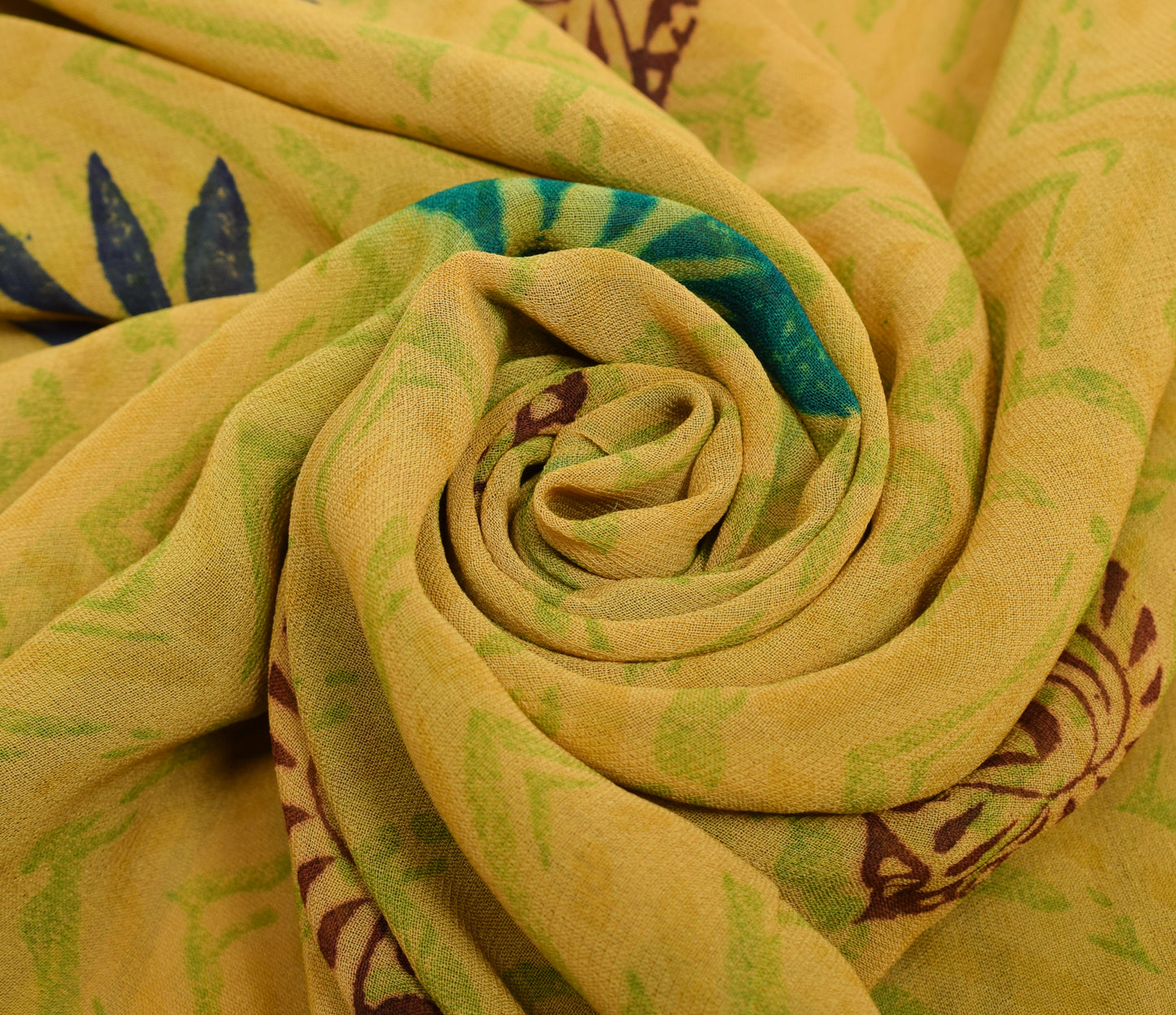 Sushila Vintage Saree 100% Pure Georgette Silk Printed Paisley Craft Fabric