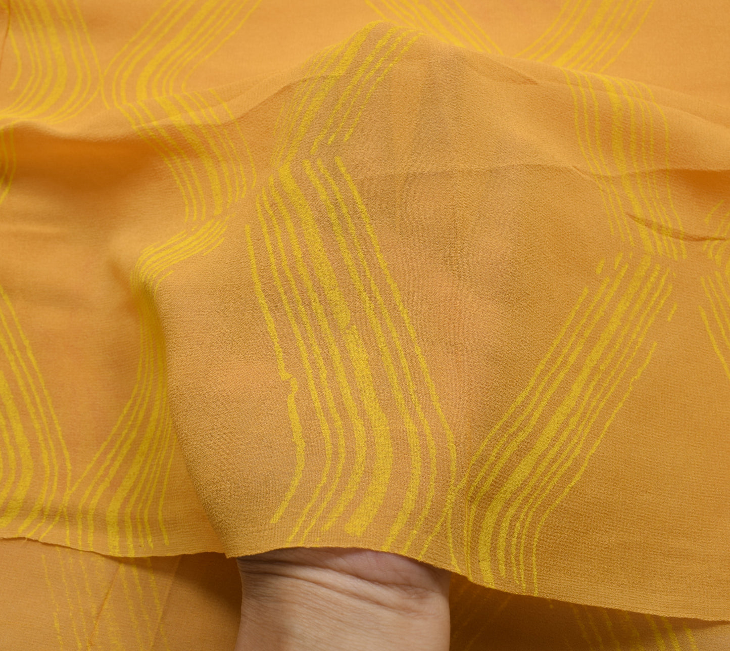 Sushila Vintage Yellow Saree 100%Pure Georgette Silk Printed Floral Craft Fabric