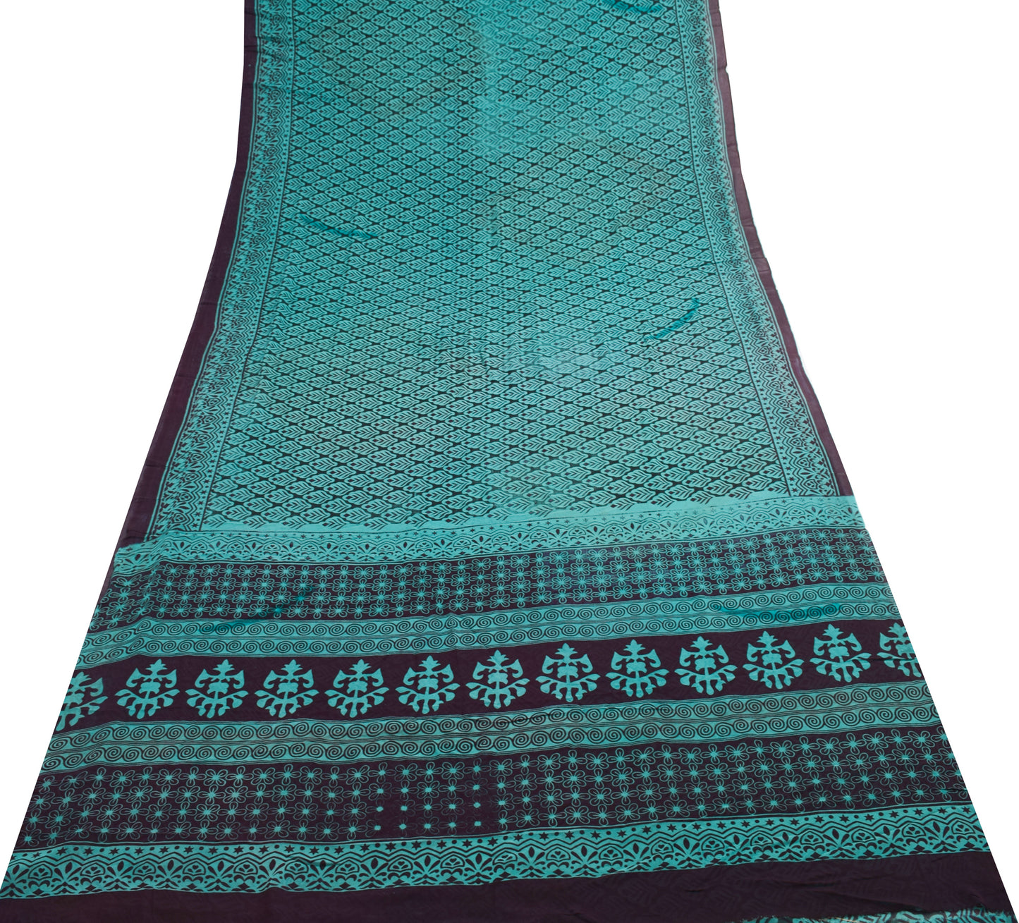Sushila Vintage Saree 100% Pure Georgette Silk Printed Floral Craft Fabric
