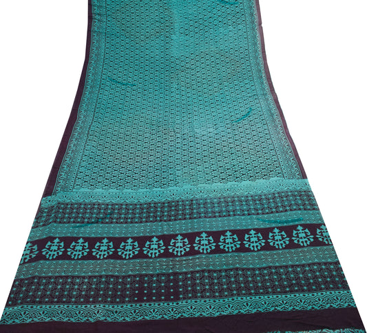 Sushila Vintage Saree 100% Pure Georgette Silk Printed Floral Craft Fabric