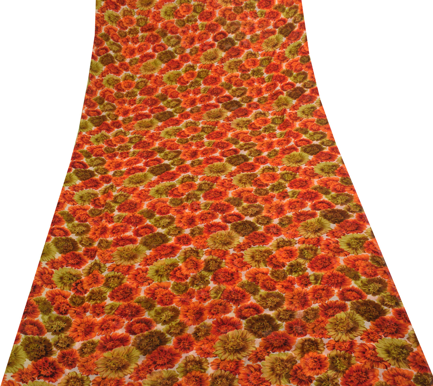 Sushila Vintage Cream Saree 100% Pure Georgette Silk Printed Floral Craft Fabric