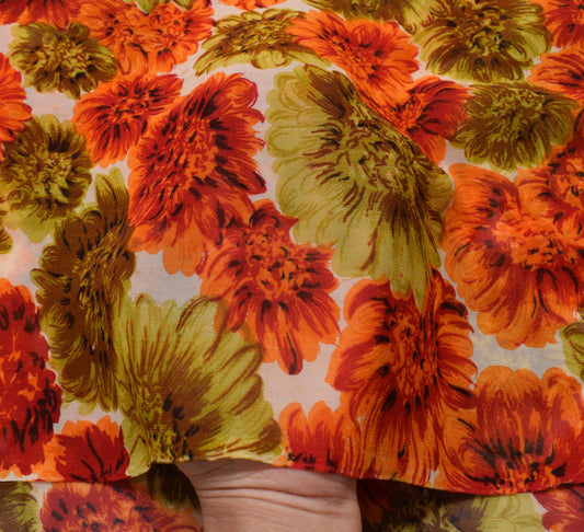 Sushila Vintage Cream Saree 100% Pure Georgette Silk Printed Floral Craft Fabric