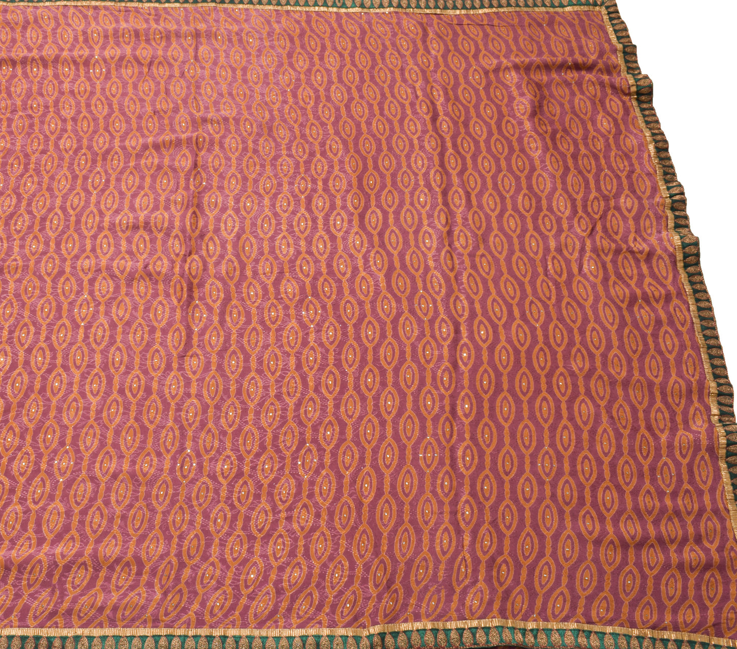 Sushila Vintage Mauve Indian Saree 100% Pure Georgette Silk Woven Craft Fabric