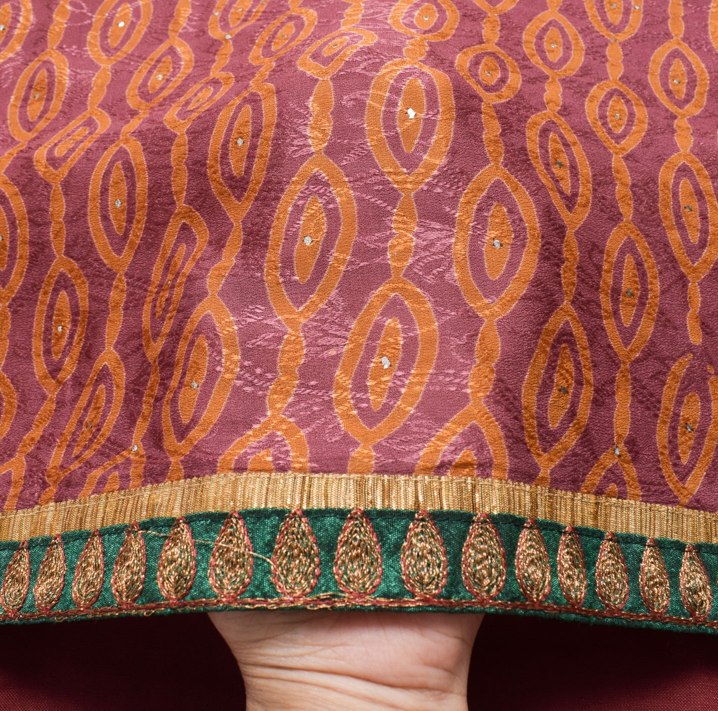 Sushila Vintage Mauve Indian Saree 100% Pure Georgette Silk Woven Craft Fabric