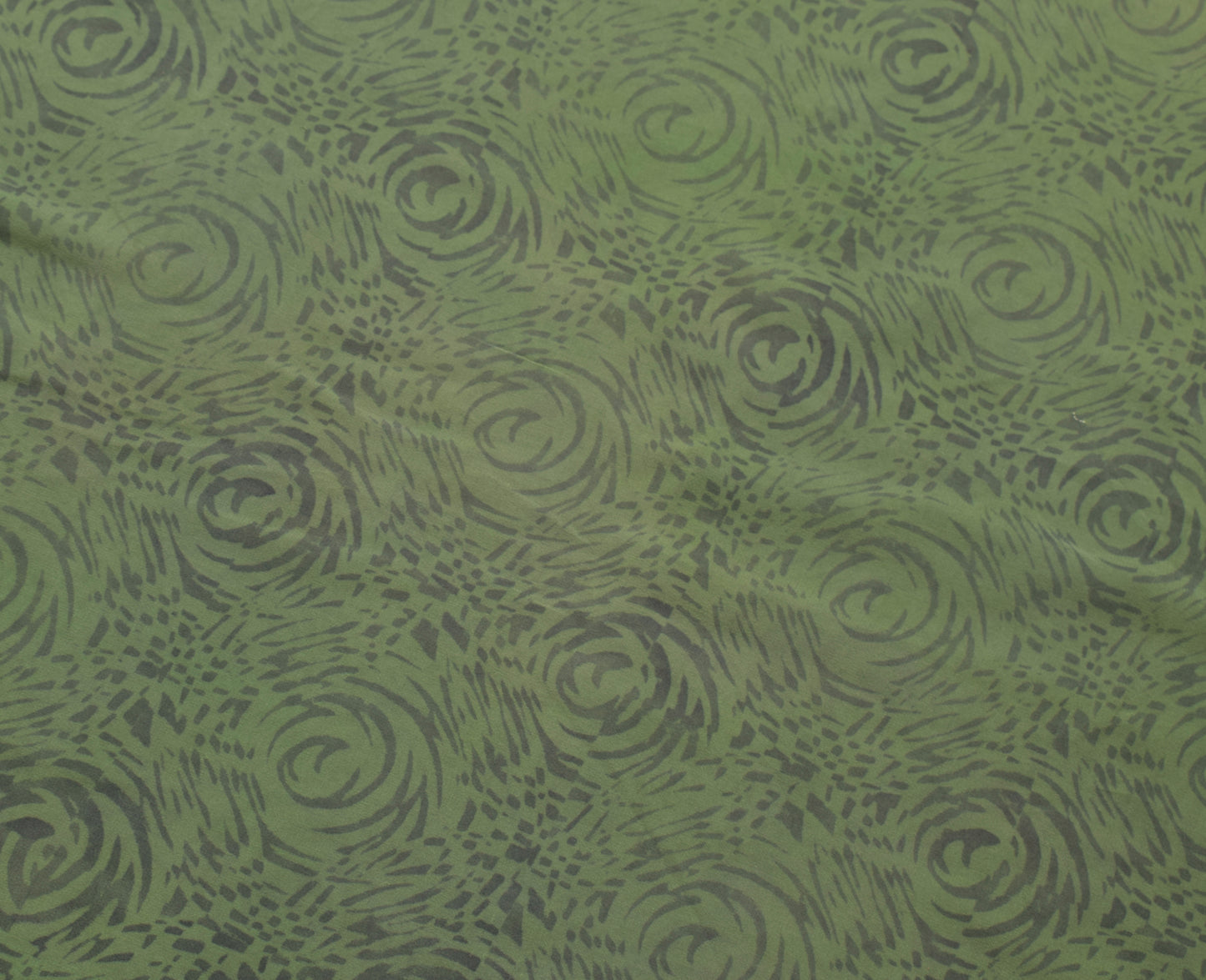 Sushila Vintage Saree 100% Pure Georgette Silk Printed Green Floral Craft Fabric