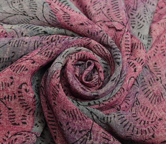 Sushila Vintage Saree 100% Pure Georgette Silk Multi-Color Printed Craft Fabric