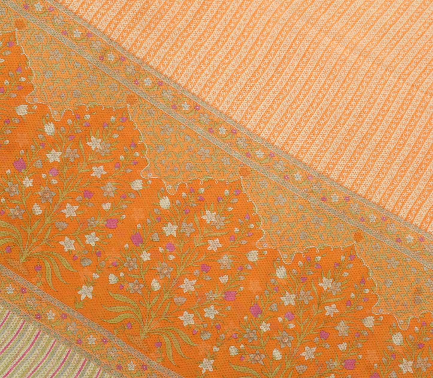 Sushila Vintage Mustard Saree Pure Georgette Silk Printed Floral Craft Fabric