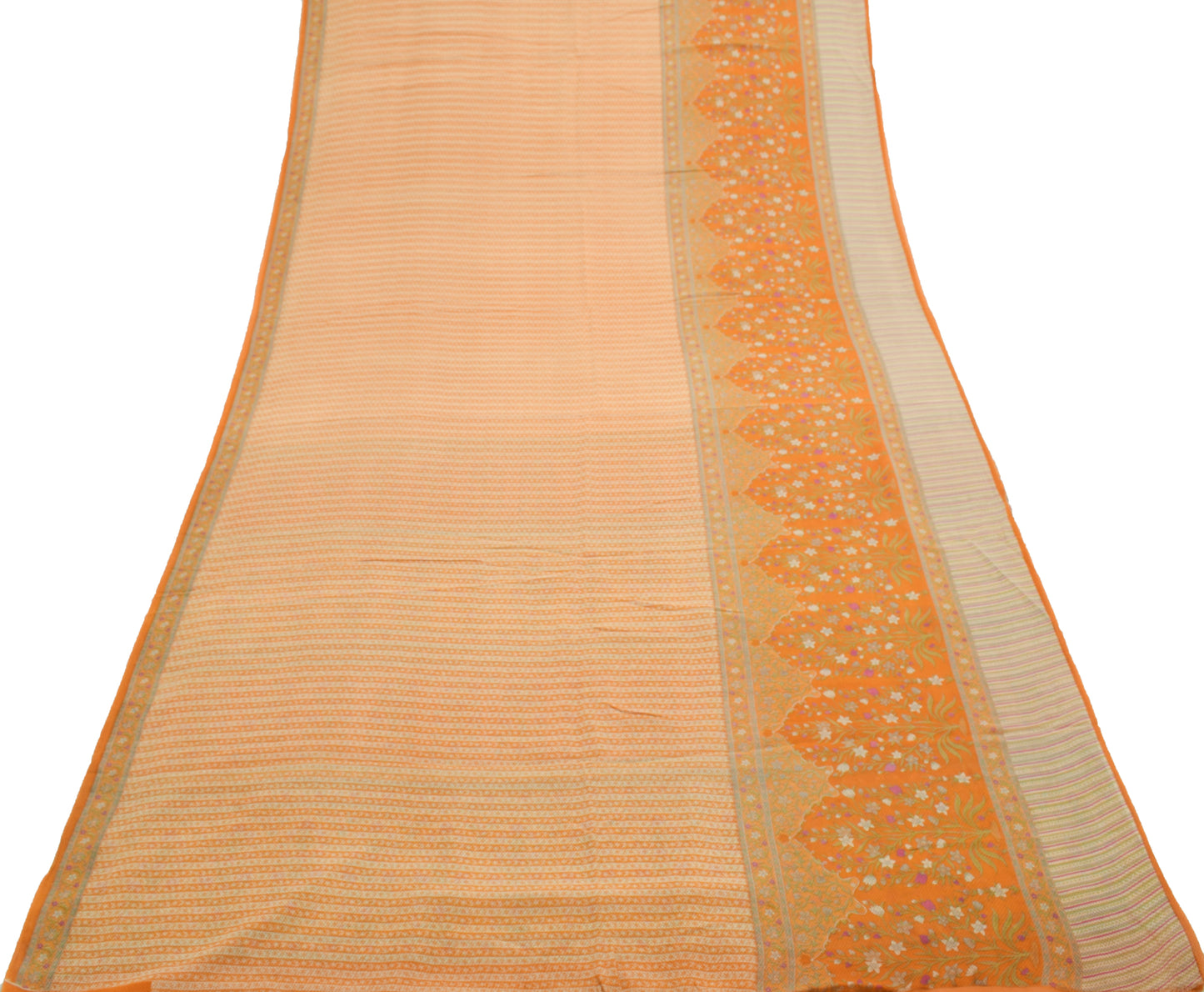 Sushila Vintage Mustard Saree Pure Georgette Silk Printed Floral Craft Fabric