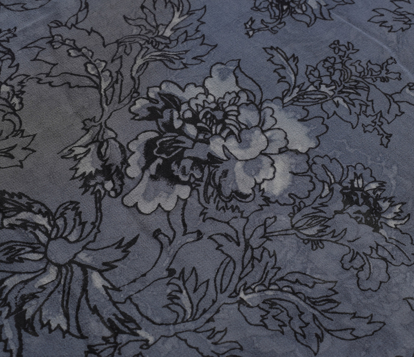 Sushila Vintage Gray Saree 100% Pure Georgette Silk Printed Floral Craft Fabric