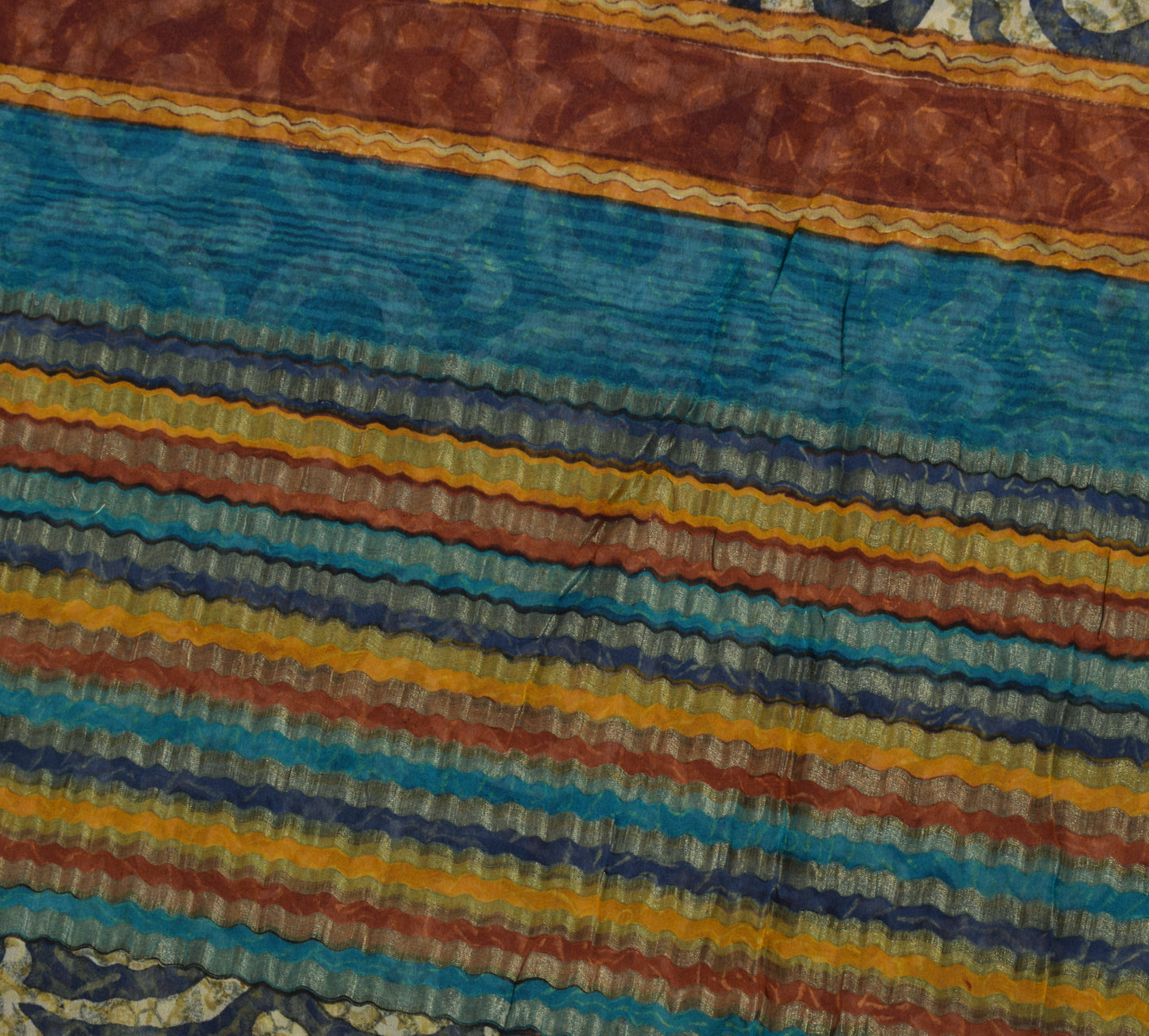 Sushila Vintage Blue Saree 100% Pure Georgette Silk Printed Floral Craft Fabric