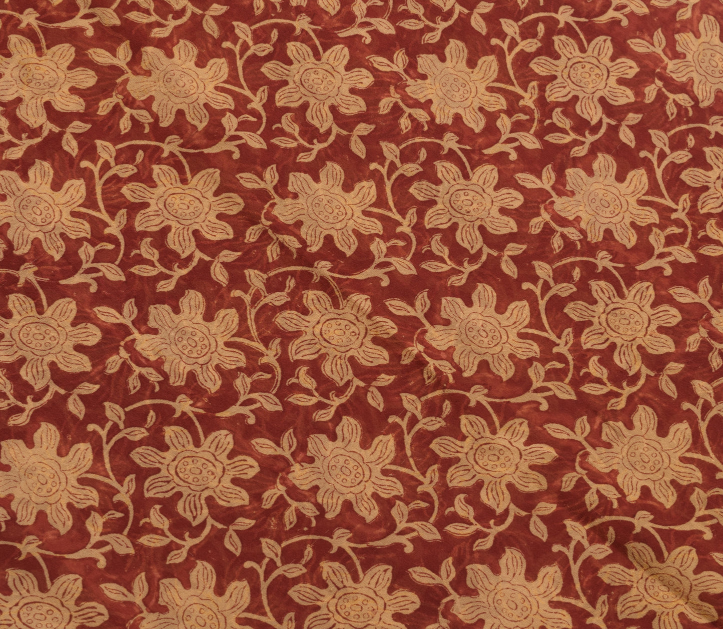 Sushila Vintage Saree 100%Pure Georgette Silk Printed Maroon Floral Craft Fabric