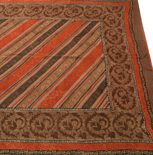 Sushila Vintage Rust Floral Saree 100% Pure Georgette Silk Printed Craft Fabric