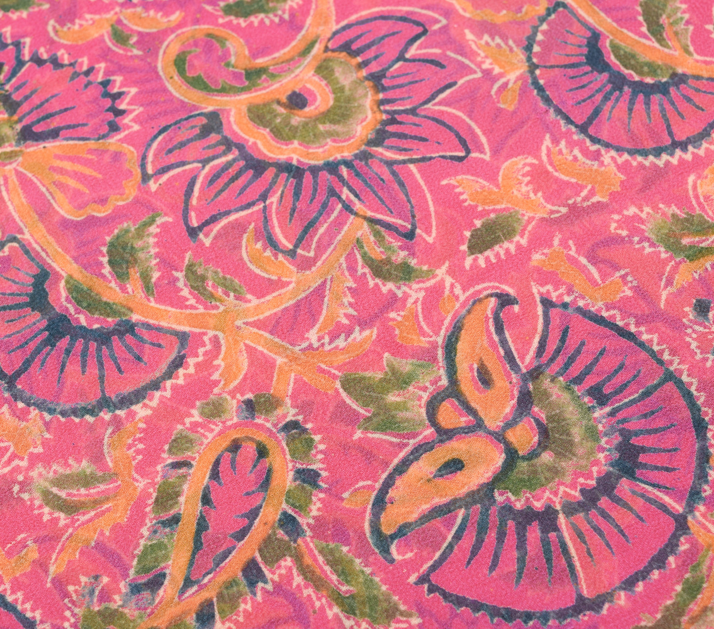 Sushila Vintage Pink Saree Pure Georgette Silk Printed With Velvet Lace Fabric