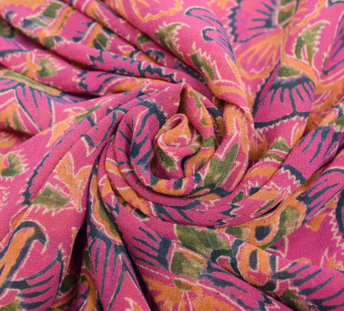 Sushila Vintage Pink Saree Pure Georgette Silk Printed With Velvet Lace Fabric