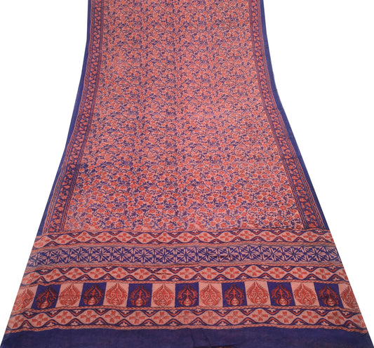 Sushila Vintage Pink Floral Saree 100% Pure Georgette Silk Printed Craft Fabric