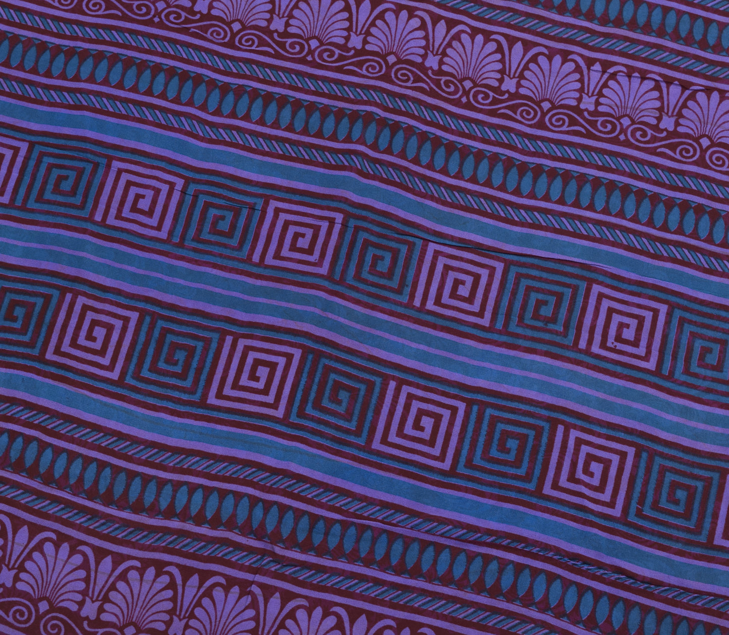 Sushila Vintage Saree 100%Pure Georgette Silk Printed Maroon Floral Craft Fabric