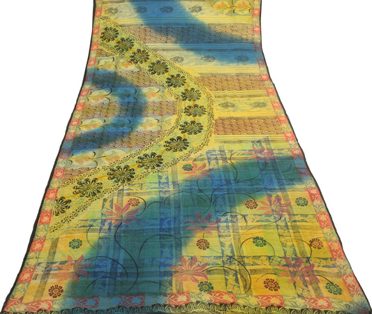 Sushila Vintage Floral Saree 100% Pure Georgette Silk Printed Multi-Color Fabric