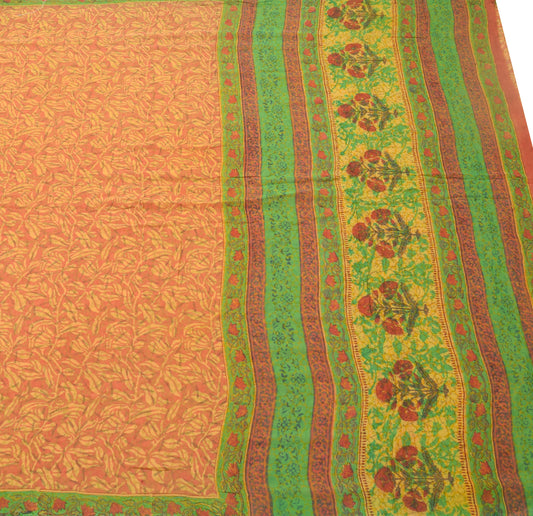 Sushila Vintage Orange Saree Pure Georgette Silk Printed Branded Floral Fabric