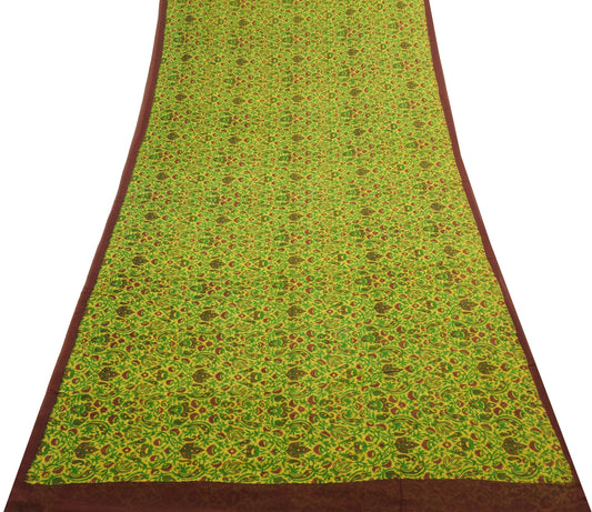 Sushila Vintage Saree Pure Georgette Silk Yellow Paisley Printed Craft Fabric