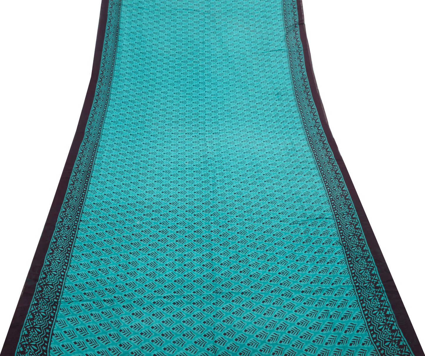 Sushila Vintage Aqua Blue Saree 100% Pure Georgette Silk Printed Floral Fabric