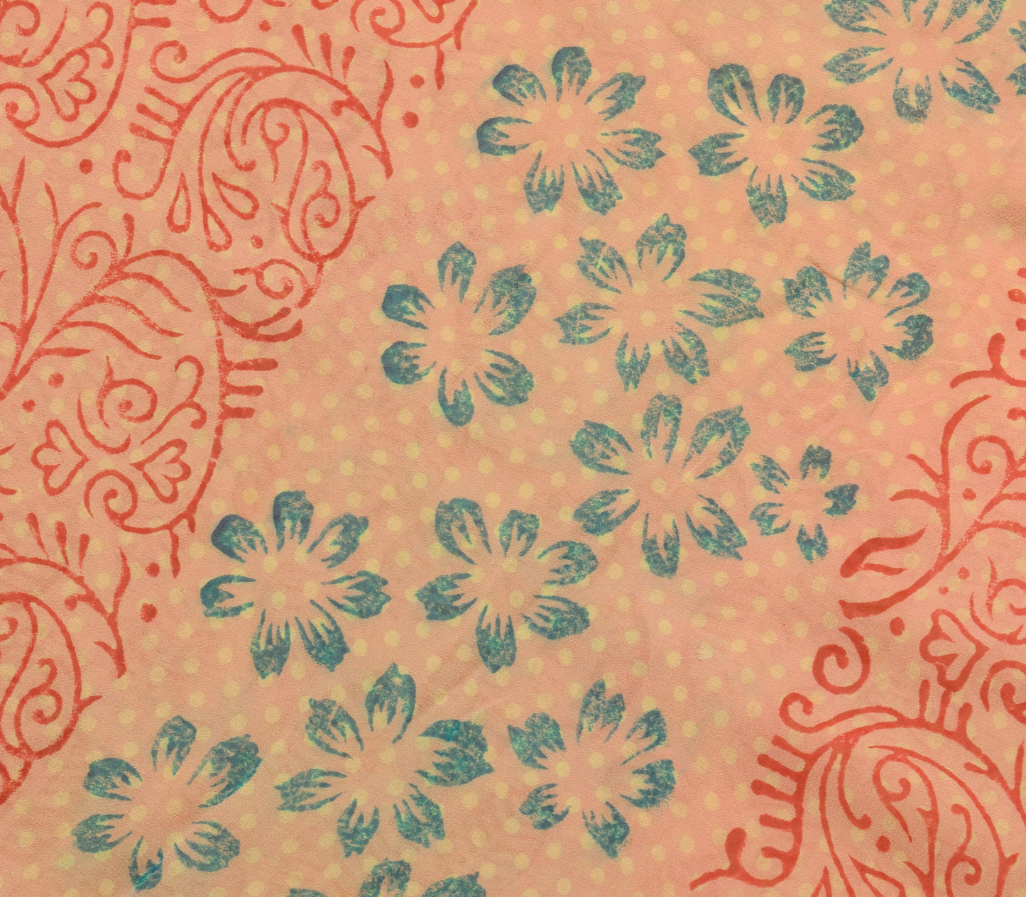 Sushila Vintage Saree 100%Pure Georgette Silk Printed Indian Floral Craft Fabric