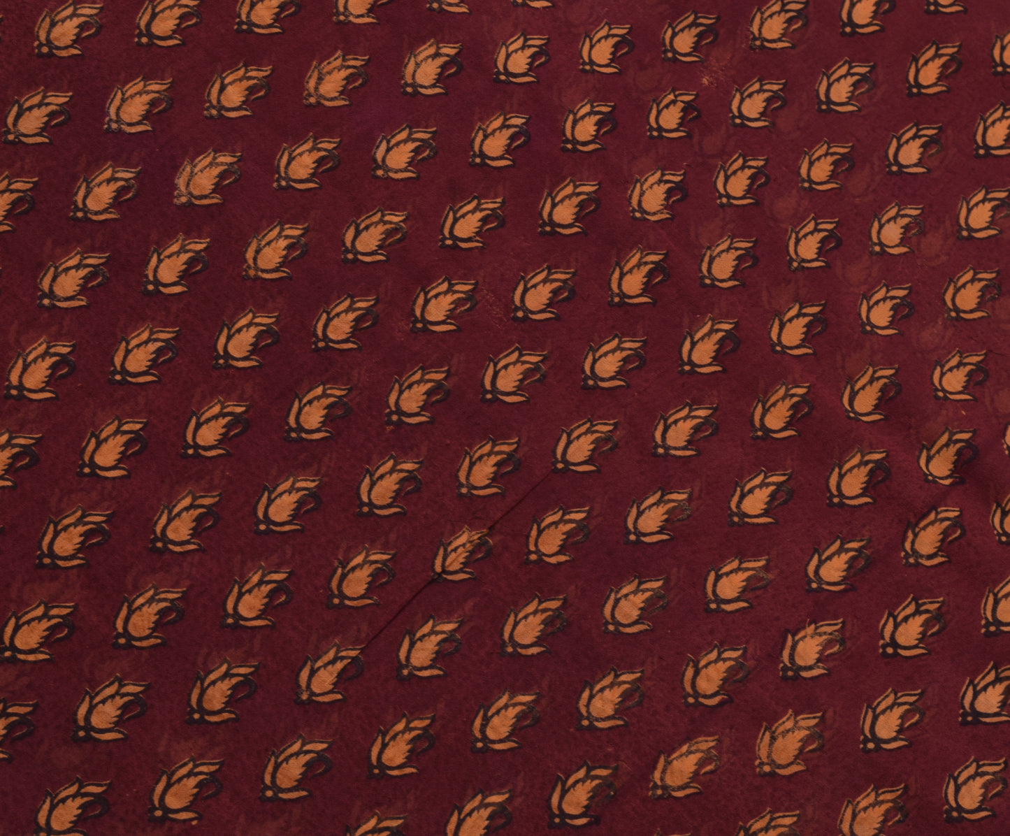 Sushila Vintage Saree Pure Georgette Silk Printed Maroon Paisley Craft Fabric