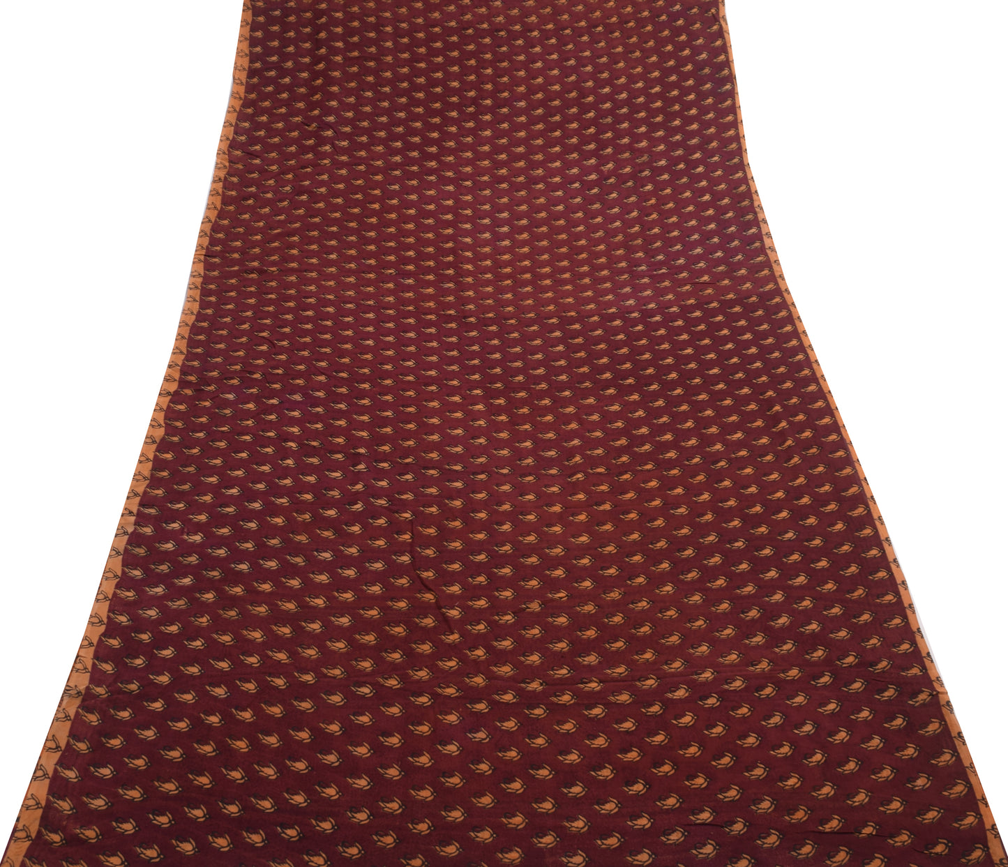 Sushila Vintage Saree Pure Georgette Silk Printed Maroon Paisley Craft Fabric