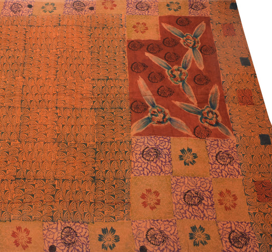 Sushila Vintage Floral Saree 100% Pure Georgette Silk Printed Craft Fabric